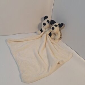 Jellycat Baby Raddle Dog White Black & Security Blanket Lovey Stuffed Animals